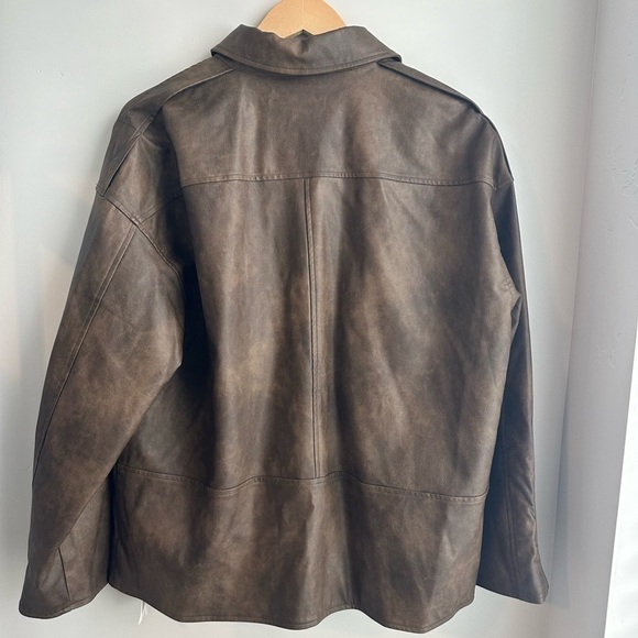 Commense Distressed Faux Leather Double Pockets Jacket - Picture 6 of 6